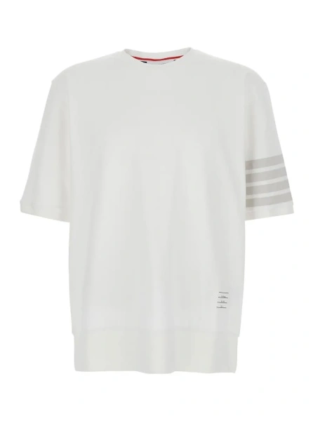 Tricou Thom Browne alb din bumbac