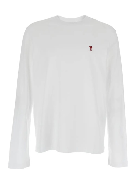 Tricou White long-sleeve T-shirt with logo on the front in cotton man
