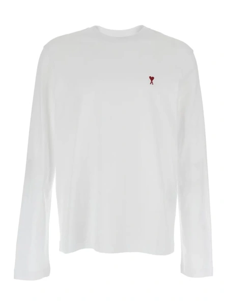 Tricou White long-sleeve T-shirt with logo on the front in cotton man