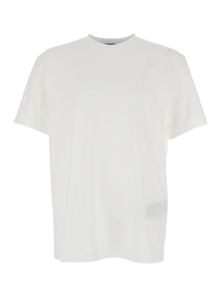 Tricou White T-Shirt with Embroidered Logo on the Front in Cotton Man