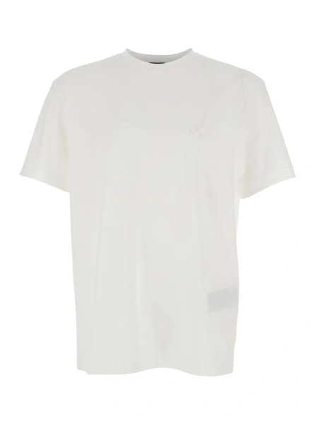 Tricou White T-Shirt with Embroidered Logo on the Front in Cotton Man