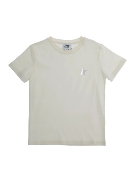 Tricou White T-Shirt with Metallic Print in Cotton Boy