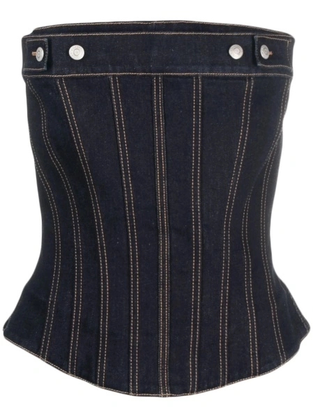 Vesta Alexander McQueen albastra din bumbac si elastan