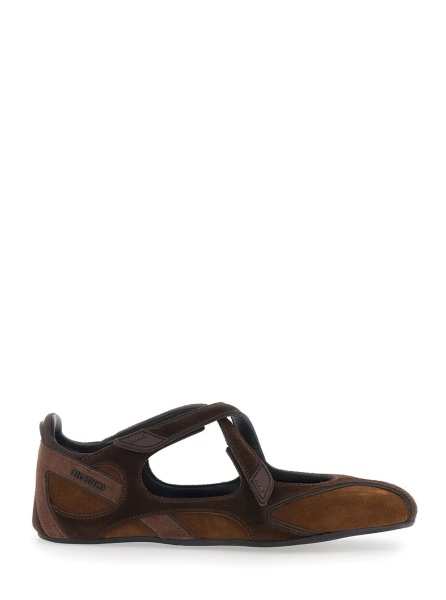 Balerini 'Floor 01' Brown ballet flats with closure with intertwined straps in suede for women