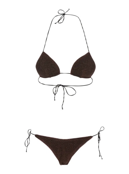 Bikini 'Lumiere' Brown Bikini with Triangle Top and Drawstring Closure in Tech Fabric for Women