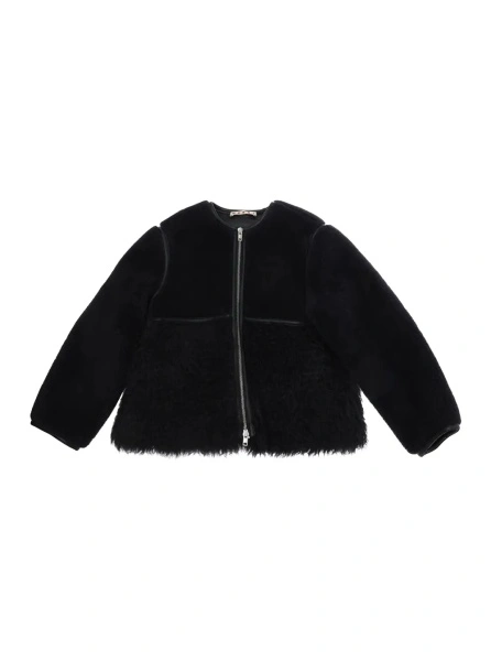 Blanuri Black fur jacket with round collar and zip fastening in faux fur Girl