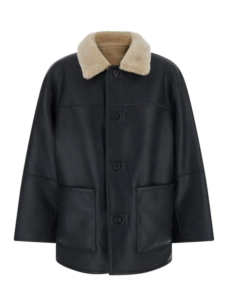 Blanuri Unisex Jacket with Reversible Synthetic Fur Black