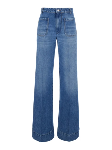 Blugi 'Alina' Light Blue Jeans with logo patch on the back and faded effect in blue denim for women