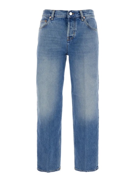 Blugi Blue Jeans with Logo Patch on the Rear and Faded Effect in Denim Woman