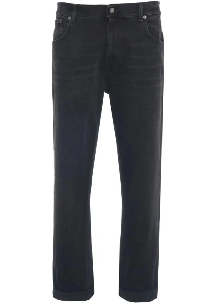 Blugi drepti Dondup negri din denim 'Ervin'