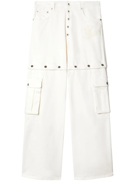 Blugi drepti Off-White albi din elastan si bumbac