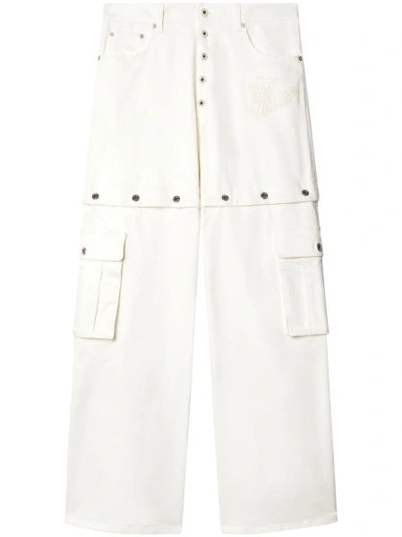 Blugi drepti Off-White albi din elastan si bumbac