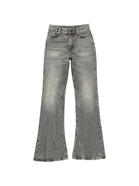 Blugi evazati Acne Studios negri din lyocell si bumbac organic