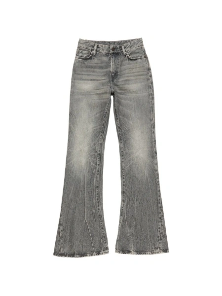 Blugi evazati Acne Studios negri din lyocell si bumbac organic