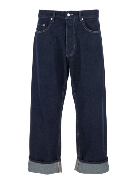 Blugi 'Ross' Blue 5-Pocket Jeans with Logo Patch in Cotton Denim Man