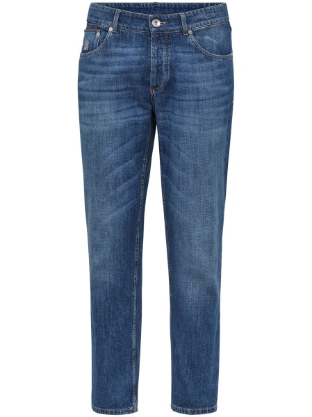 Blugi slim fit Brunello Cucinelli albastri