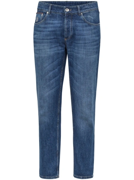 Blugi slim fit Brunello Cucinelli albastri