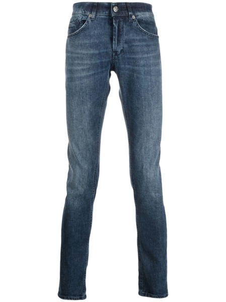 Blugi slim fit Dondup albastri din bumbac si spandex/elastan