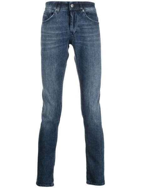 Blugi slim fit Dondup albastri din bumbac si spandex/elastan