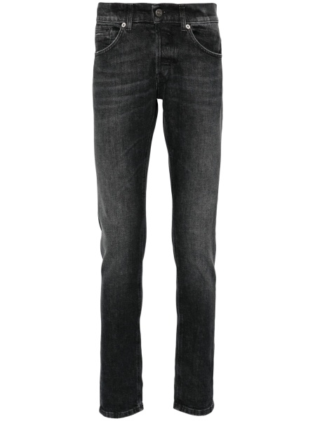 Blugi slim fit Dondup negri din bumbac si spandex/elastan