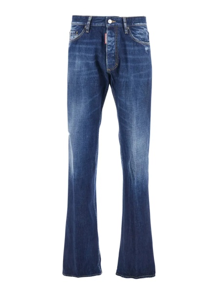 Blugi 'The American' Blue Jeans with Logo Patch on the Rear and Faded Effect in Denim Man