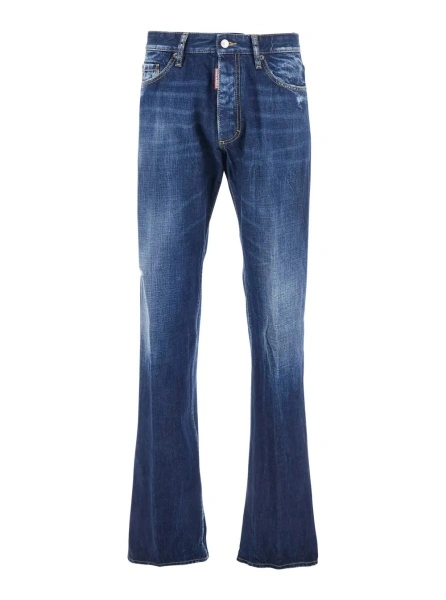 Blugi 'The American' Blue Jeans with Logo Patch on the Rear and Faded Effect in Denim Man