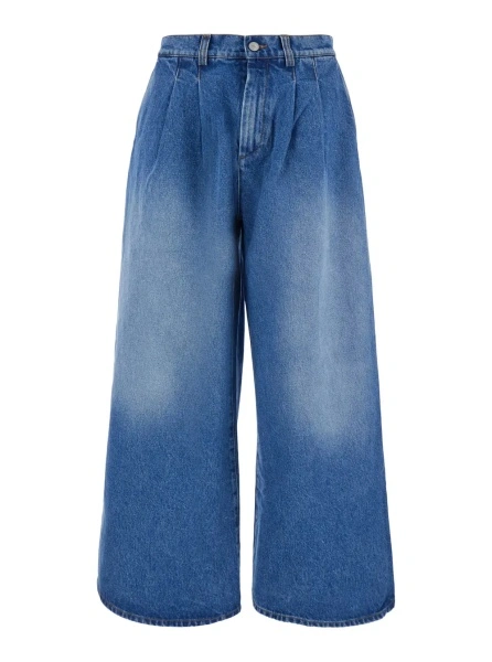 Blugi Unisex pleated jeans in 100% cotton violet