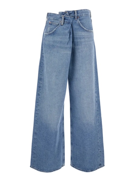 Blugi Women's Blue Denim Jeans with Foldable Design and Hidden Zip Closure