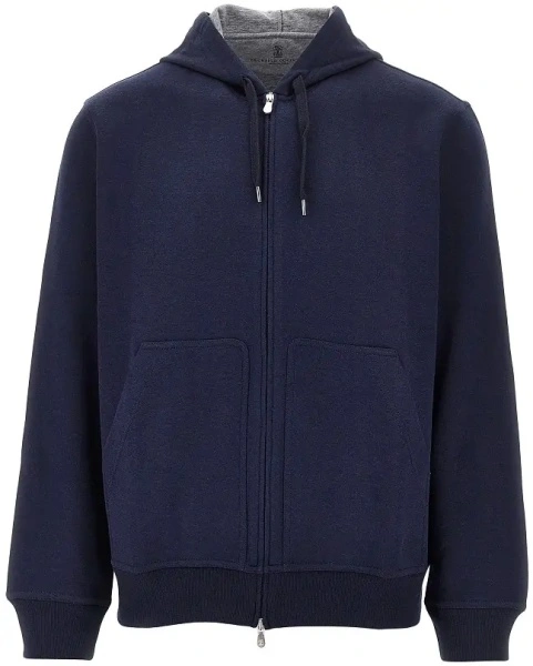 Bluza de trening Brunello Cucinelli albastra din jerse