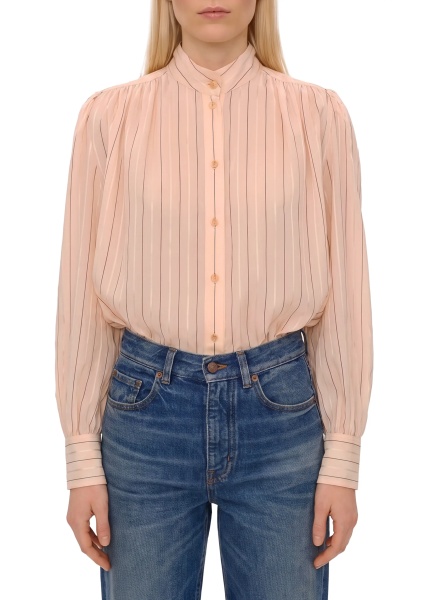 Bluza Gathered Blouse In Cotton And Silk Poplin