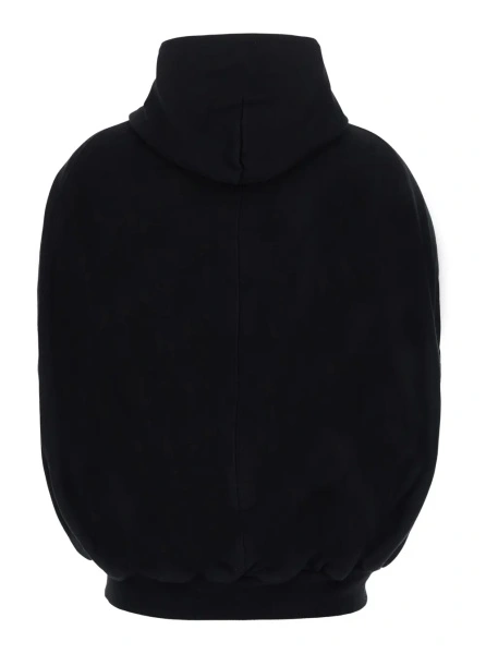Bluza trening Black sweatshirt with fixed hood and cape effect in cotton for women