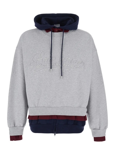 Bluza trening Grey Hoodie with embossed logo on the front in cotton blend Men