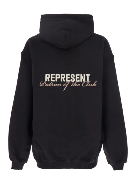 Bluza trening Hoodie 'Patron of The Club' with Front and Back Logo Print in Black Cotton for Men