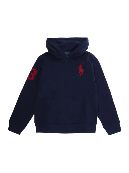 Bluze Blue Hoodie with Maxi Pony Logo in Cotton for Boy