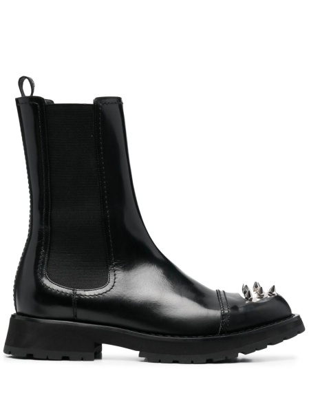 Bocanci Alexander McQueen negri din piele
