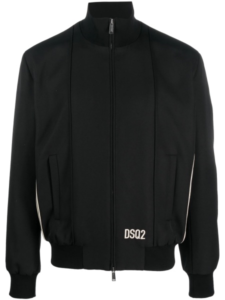 Bomber jacket DSQUARED2 neagra din polyester si lana