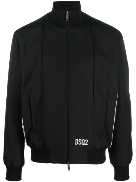 Bomber jacket DSQUARED2 neagra din polyester si lana