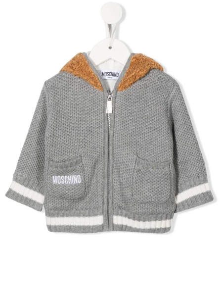 Bomber jacket Moschino gri din lana si bumbac