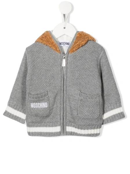 Bomber jacket Moschino gri din lana si bumbac