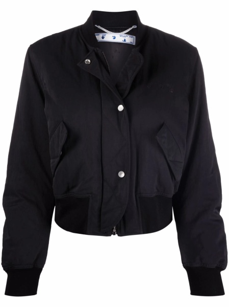 Bomber jacket Off-White neagra din polyester si poliamida