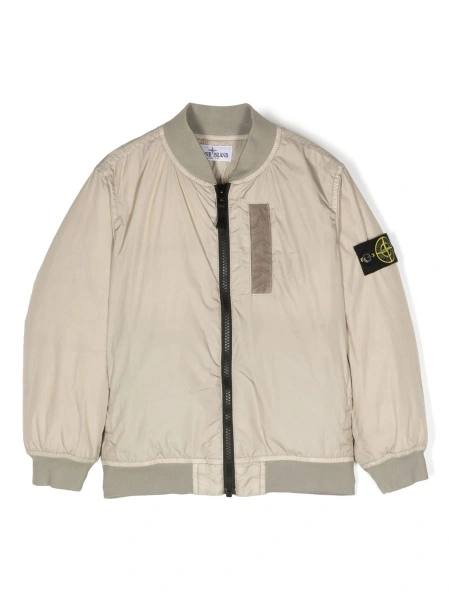 Bomber jacket Stone Island neutra din poliamida si rasina poliuretanica