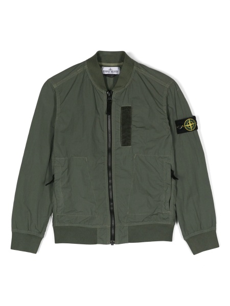 Bomber jacket Stone Island verde din bumbac si poliamida