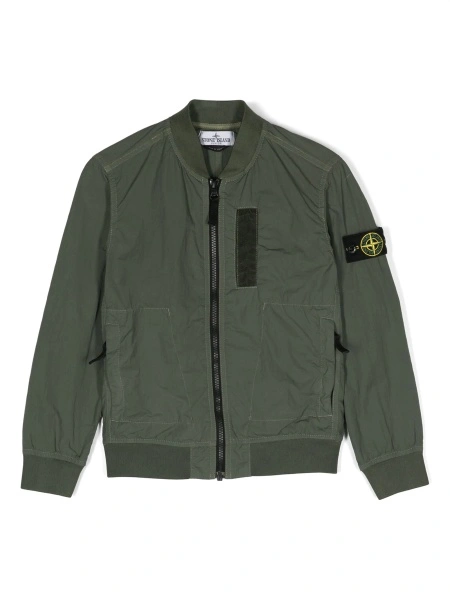 Bomber jacket Stone Island verde din bumbac si poliamida