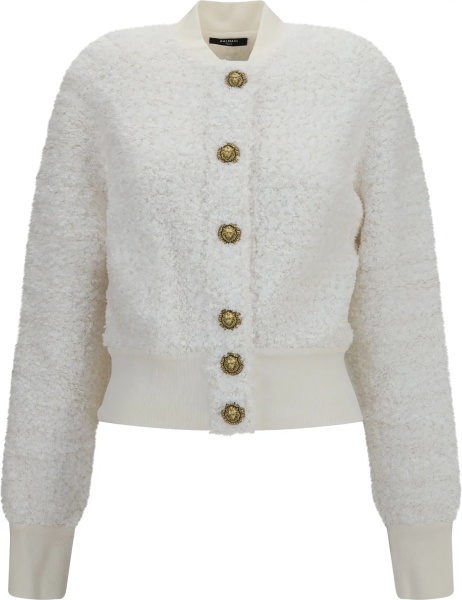 Bomber Tweed bomber Jacket with lion-head buttons