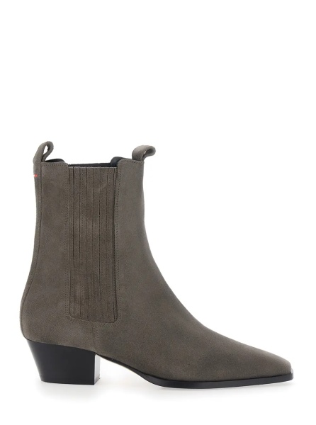 Botine 'Agata' Gray Ankle Boots with elastic details on the side in suede for women