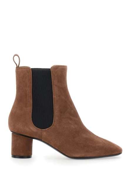 Botine Brown Ankle Boots with Elastic Side Panel in Suede Woman