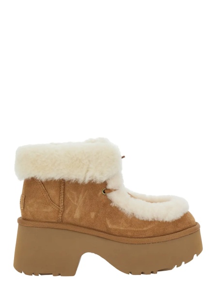Botine 'Esmee' Beige Ankle Boots with Fur Detailing and Platform in Suede Woman