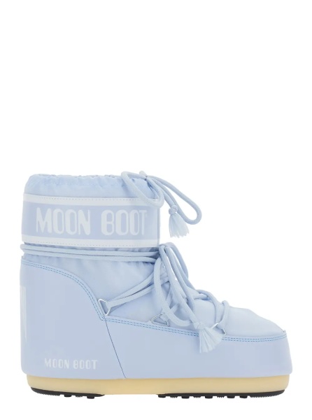 Botine Light blue ankle boots with logo lettering and lace-up closure in tech fabric for women