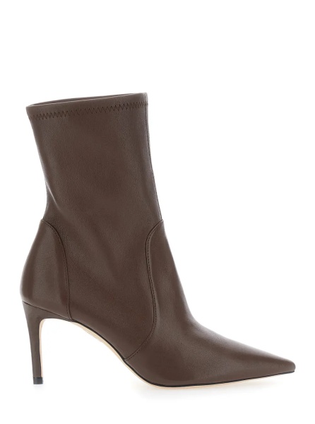 Botine 'Stuart Power' Brown Ankle Boots with High Heel and Pointed Toe in Leather for Women