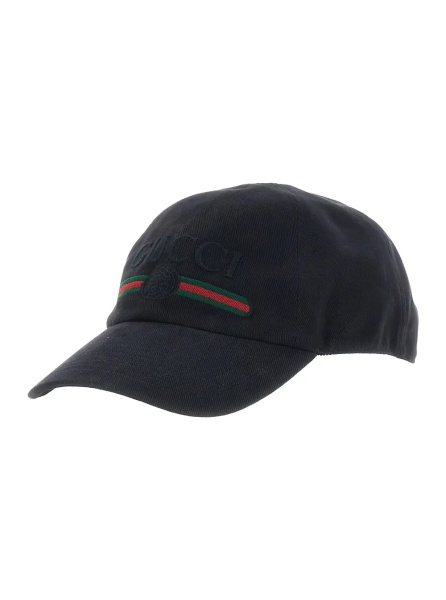 Caciula 'GUCCI Fake' black Hat with embroidered logo on the front in cotton for men